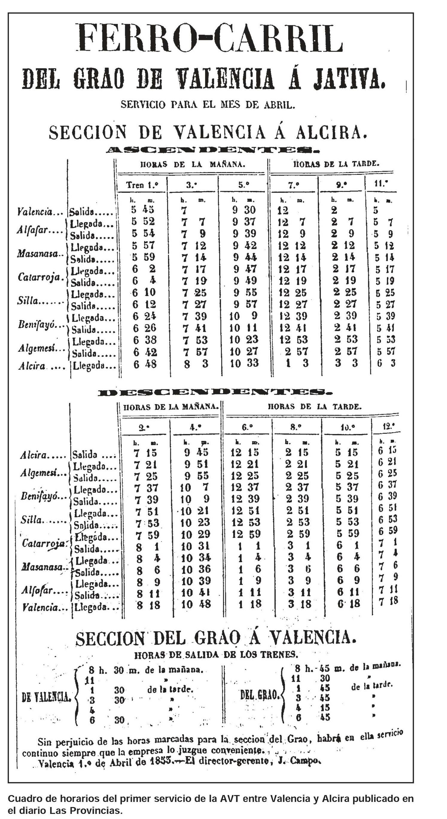 Recorte de Las Provincias, Abril de 1853