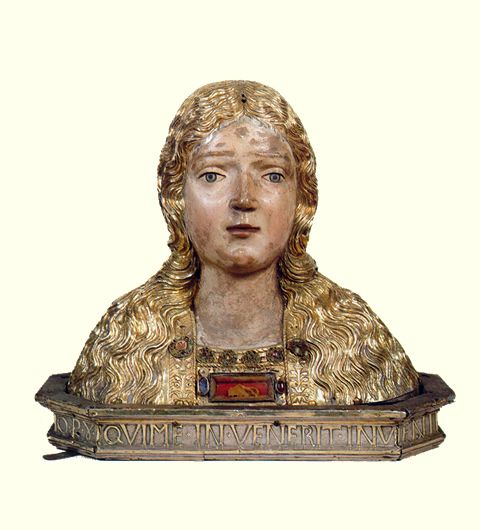 Relicario de un trozo del verdadero manto o velo de la Virgen.