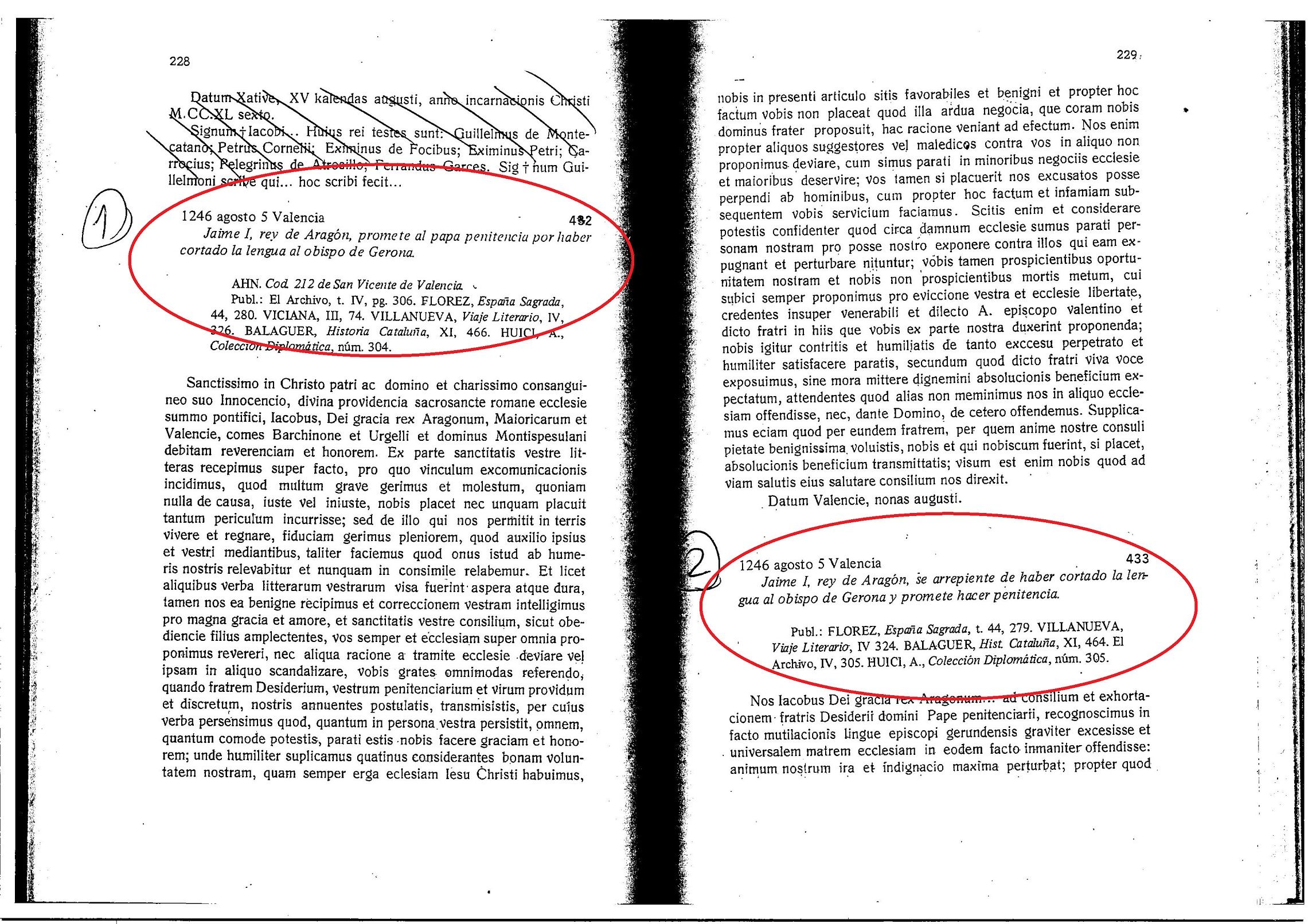 Fuente: Ambrosio Huici Miranda. Documentos de Jaime I de Aragón. (1976) con Cabanes Pecourt, María Desamparados. Anubar Ediciones ISBN 84-7013-077-3 (3 tomos) (Editado por Huici originariamente entre 1916 y 1922)