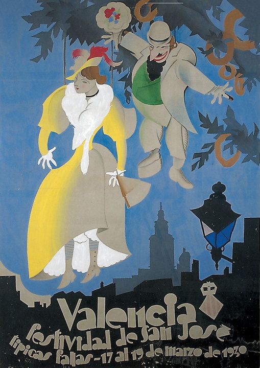 CARTEL DE FALLAS DE 1930 de Antonio Vercher.