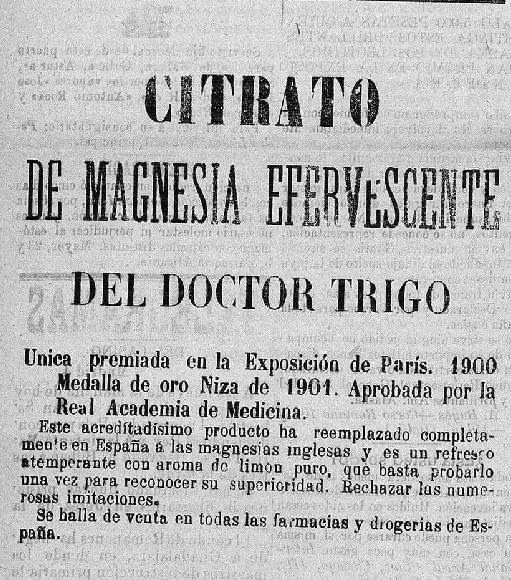Publicidad Citrato de Magnesia. El Graduador 05/09/1902