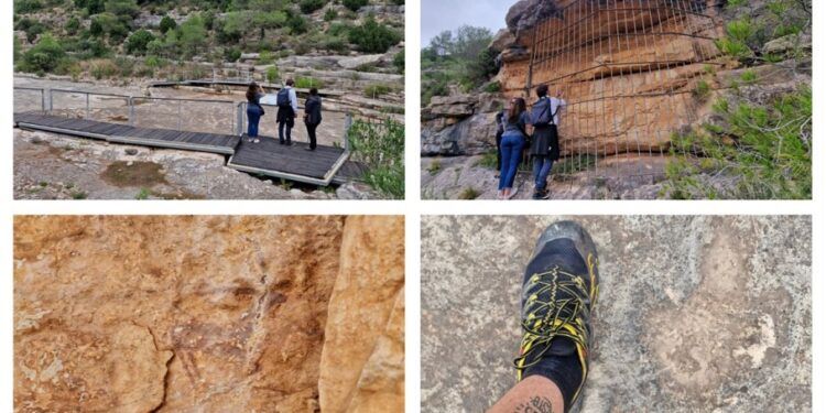 Huellas de dinosaurios y pinturas rupestres en la ruta de la Rambla del Tambuc de Millares