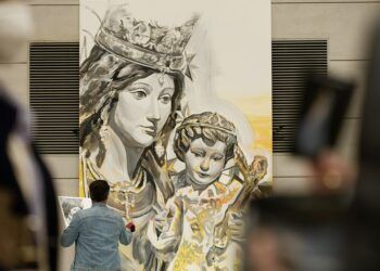 Un pintor hará en directo un gran cuadro de la Mare de Déu en la plaza de la Virgen de Valencia