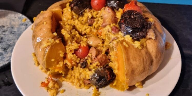 Arroz al horno en calabaza, una receta típica de Vilafamés