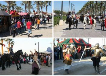 Gran feria medieval con espectáculos en el Paseo Marítimo de Valencia por el Mig Any Fester 2024