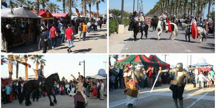 Gran feria medieval con espectáculos en el Paseo Marítimo de Valencia por el Mig Any Fester 2024