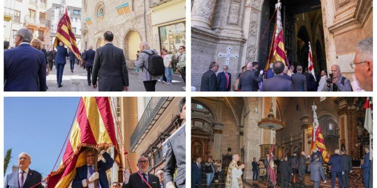 Valencia celebra cada 23 de abril la procesión de Sant Jordi, retomada por el Centenar de la Ploma