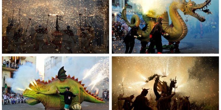 Cervera del Maestre acoge su gran trobada con dragones, bestias de fuego y collas de diablos