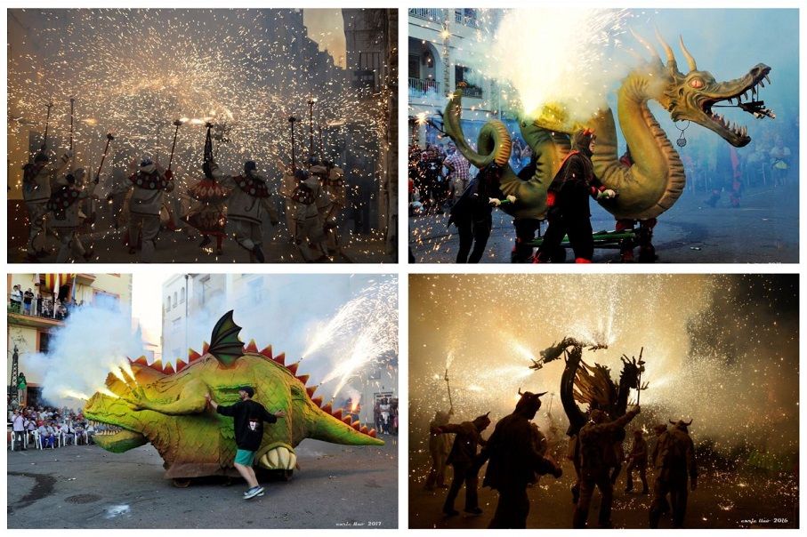 Cervera del Maestre acoge su gran trobada con dragones, bestias de fuego y collas de diablos