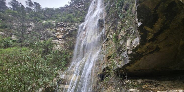 Así es la cascada más bonita de la Safor, un gran salto de agua de más de 50 metros de caída
