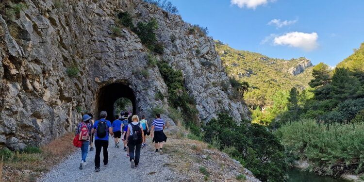 El Aplec del Tren dels Anglesos celebra 20 años de encuentro senderista en la Vía Verda del Serpis