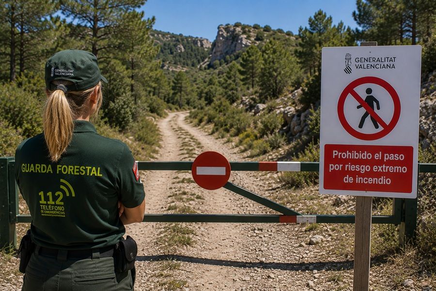 La Generalitat cierra parques naturales durante tres días por el riesgo extremo de incendios en la Comunitat Valenciana