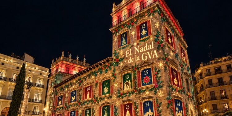 Un calendario de Adviento gigante proyectado, un árbol de 15 metros y actividades infantiles: así será la Navidad del Palau de la Generalitat Valenciana