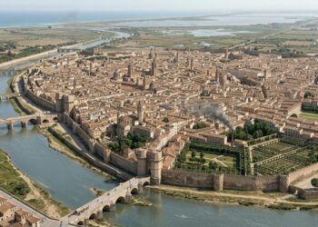 Recreación de la ciudad de Valencia amurallada.